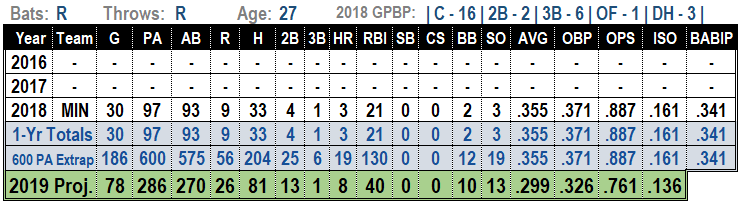 Willians Astudillo 2019 Fantasy Baseball Projections