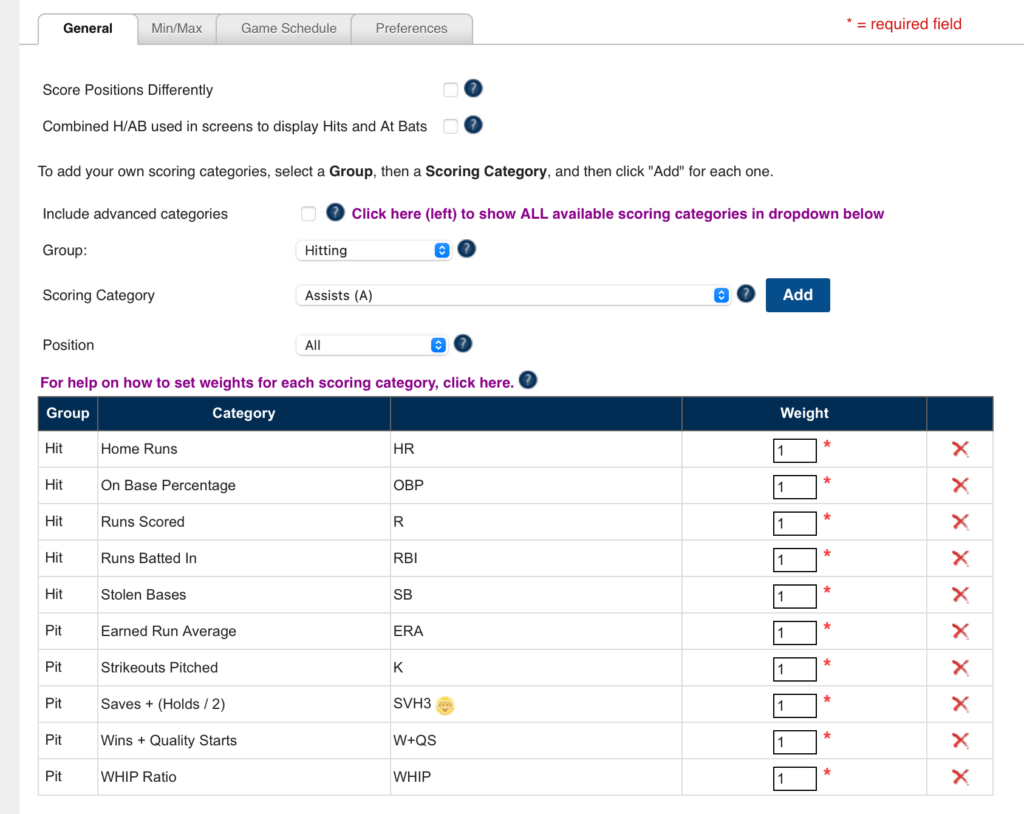 scoring categories 