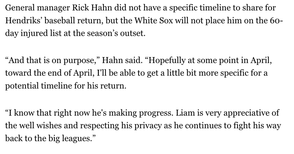 Still no timeline on even an optimistic Hoskins return